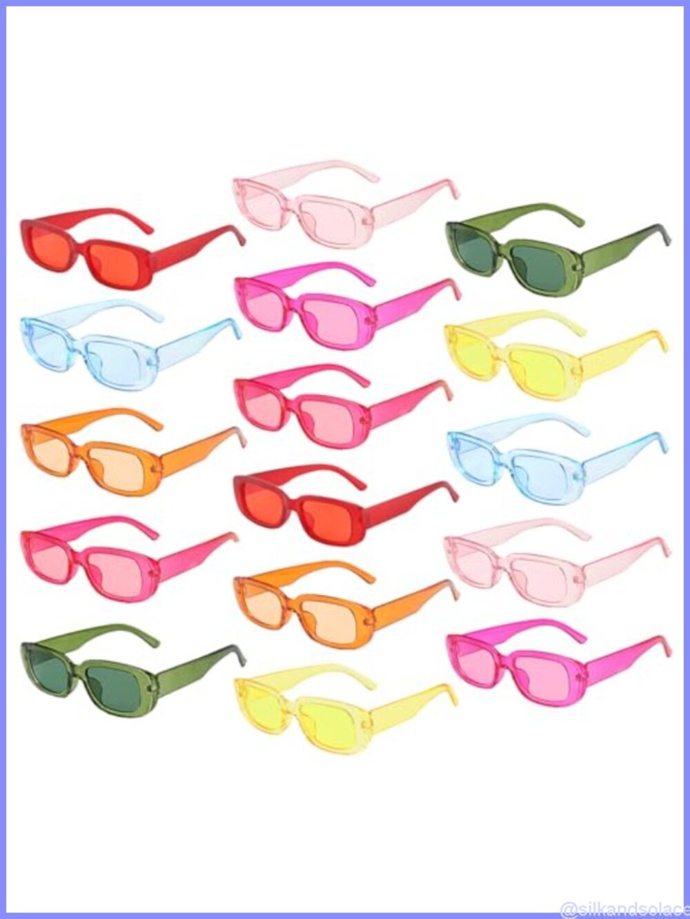 16 Pack Retro Rectangle Sunglasses Classic Square Full Frame UV400